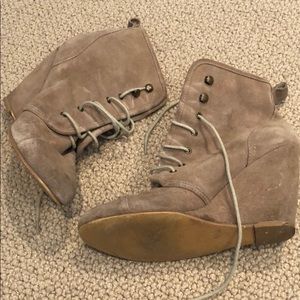 Urban outfitters lace-up tan wedge shoe
